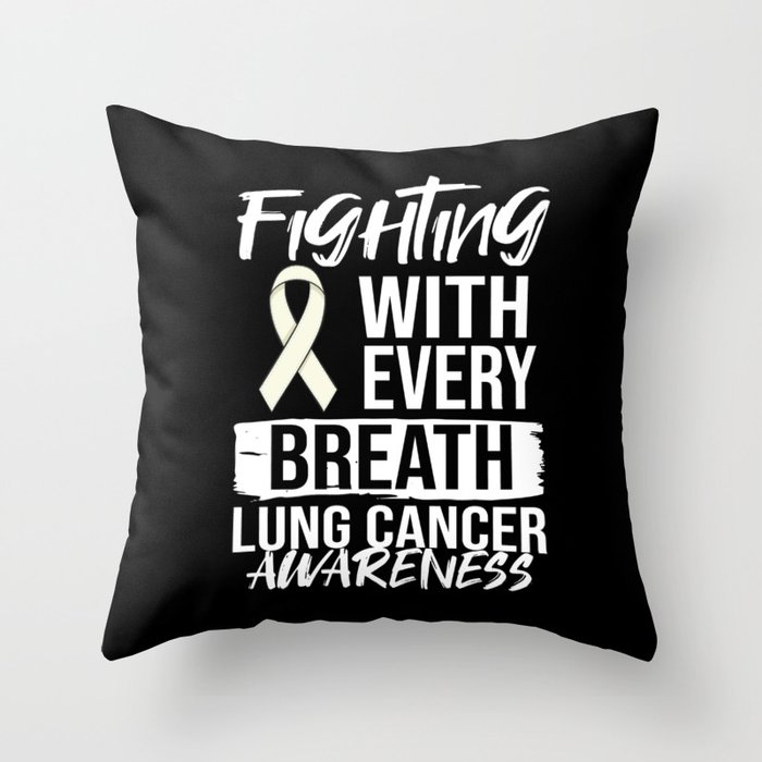Lung Cancer Ribbon White Awareness Survivor Throw Pillow