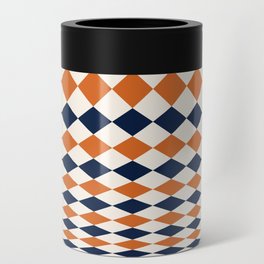 Geometric Shape Patterns 14 in Navy Blue and Orange themed Can Cooler