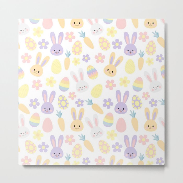 Happy Easter Purple Rabbit Collection Metal Print