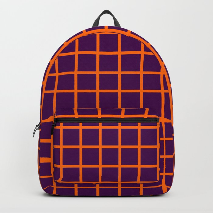 Orange On Purple Grid Backpack