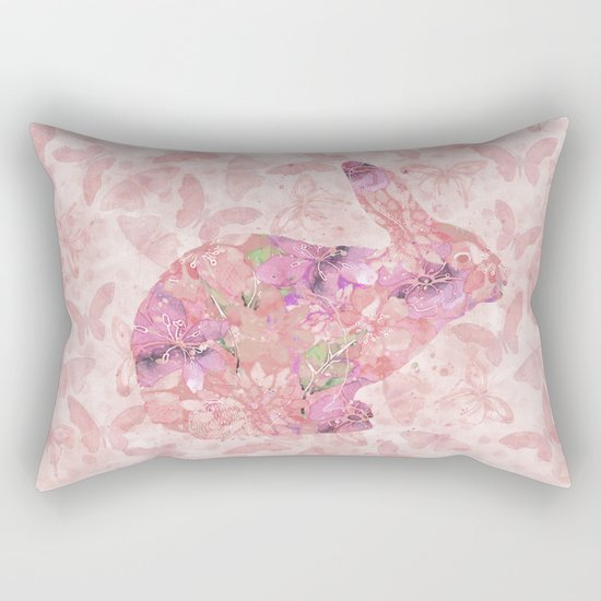 cute floral pattern watercolor Bunny art Rectangular Pillow