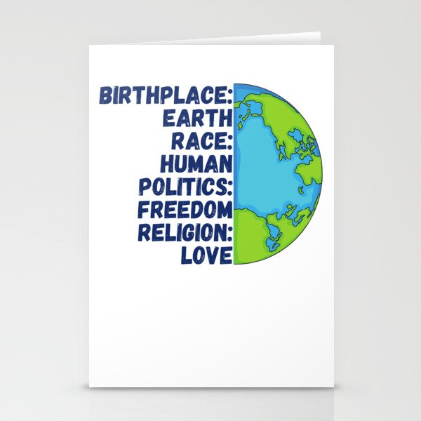 Religion Love Freedom People Planet Stationery Cards