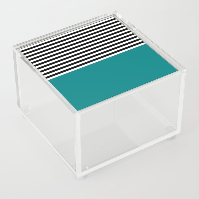 Teal With Black and White Stripes Acrylic Box