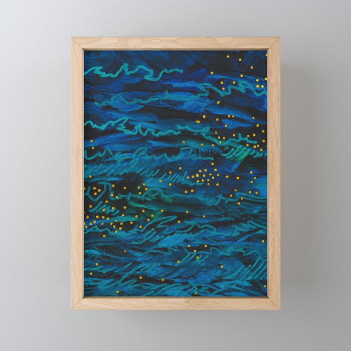 Deep Dark Waves and Light Framed Mini Art Print