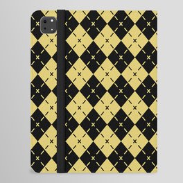 Mustard Yellow And Black Argyle Pattern,Geometric Diamond Abstract, iPad Folio Case