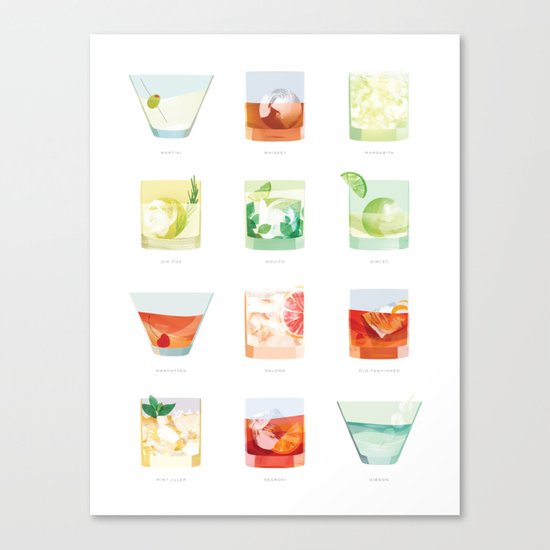 Cocktail Hour: Classic Cocktails Poster Canvas Print