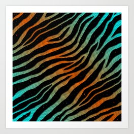 Ripped SpaceTime Stripes - Cyan/Orange Art Print