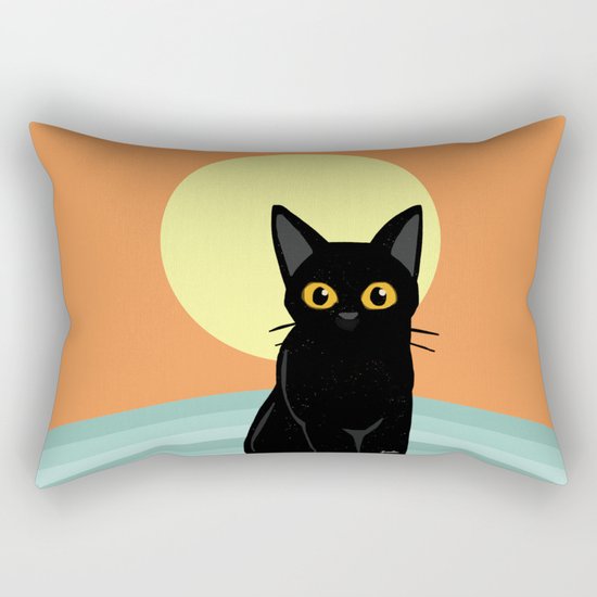 Sunset and cat Rectangular Pillow