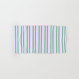 [ Thumbnail: Lavender, Light Gray & Sea Green Colored Pattern of Stripes Hand & Bath Towel ]