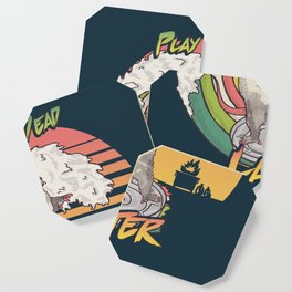 Play Dead Later - Funny Opossum T Shirt Rainbow Surfing On A Dumpster Can Lid Searching For Trash, Burning Dumpster Panda Summer Vibes Street Cats Possum Coaster