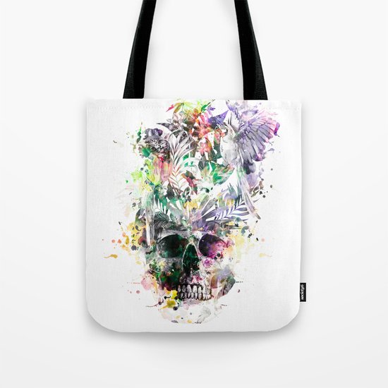 Skull - Parrots 2 Tote Bag