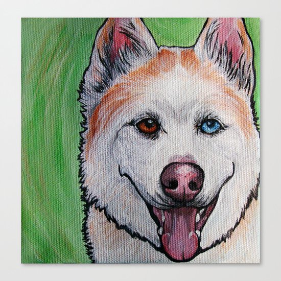 Red Siberian Husky Canvas Print