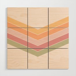 V - Pastel Minimalistic Colorful Retro Stripe Art Pattern Wood Wall Art