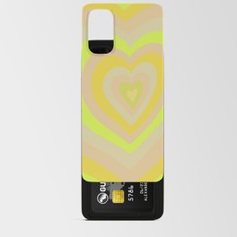 Retro Groovy Love Hearts - shades of beige and neon yellow Android Card Case