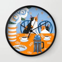 Calico French Press Cats Wall Clock