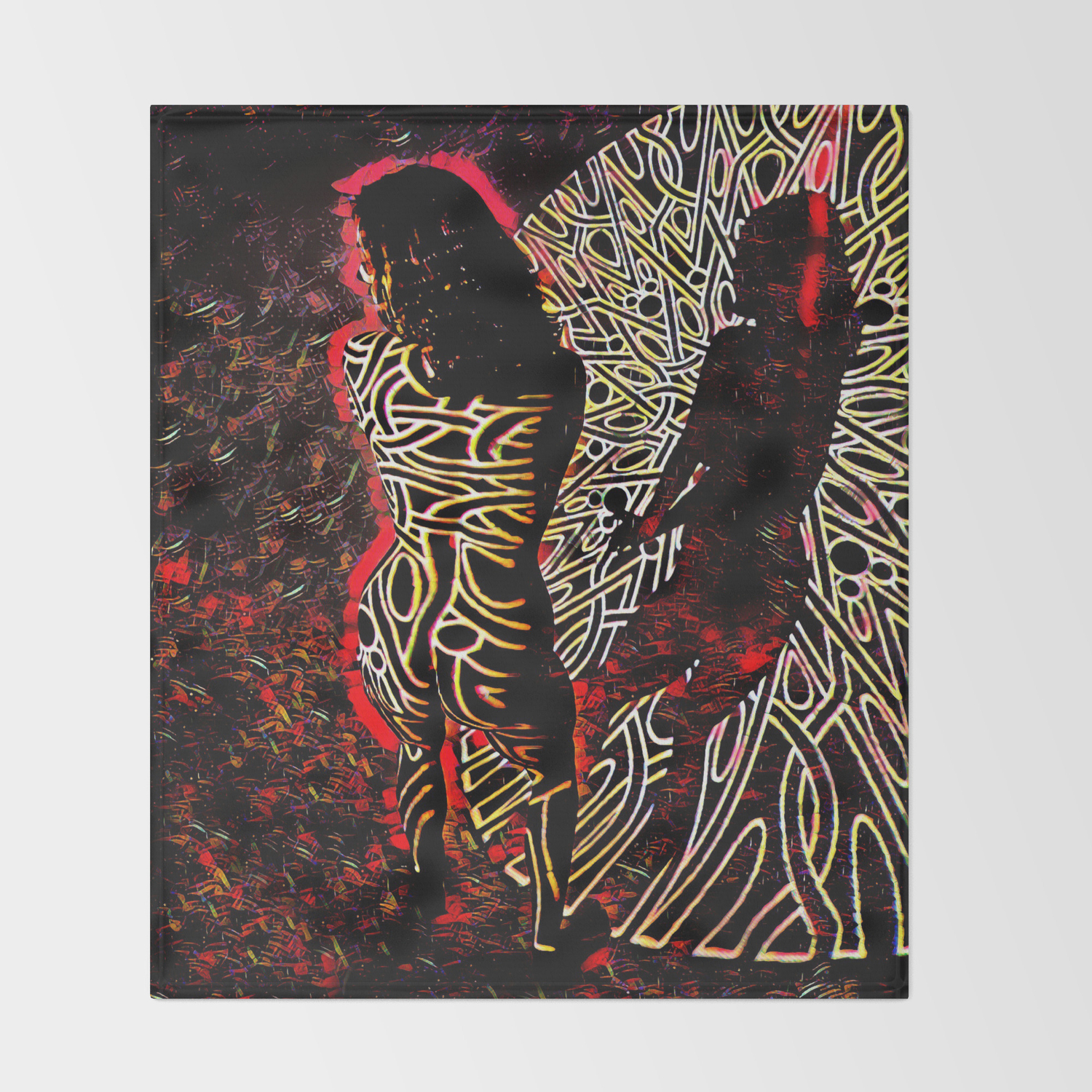 9255 Kma Abstract Fine Art Nude Woman In Red Throw Blanket By