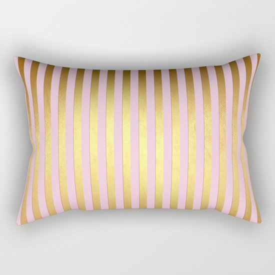 Striped- Pink and gold luxury stripes design Rectangular Pillow