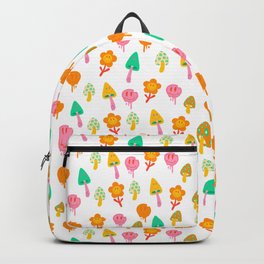 Smiling Mushrooms and Flowers Backpack