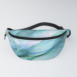Aqua Turquoise Teal Abstract Ink Painting Fanny Pack