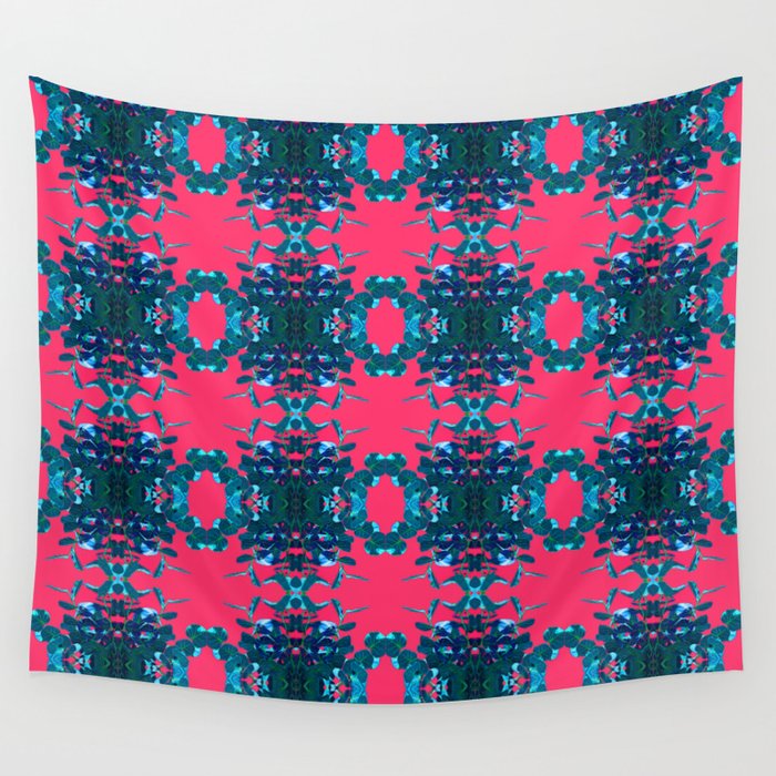Blue and Pink Kaleidoscope Pattern Wall Tapestry