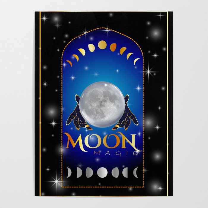 Witch Hands holding the full moon	 Poster