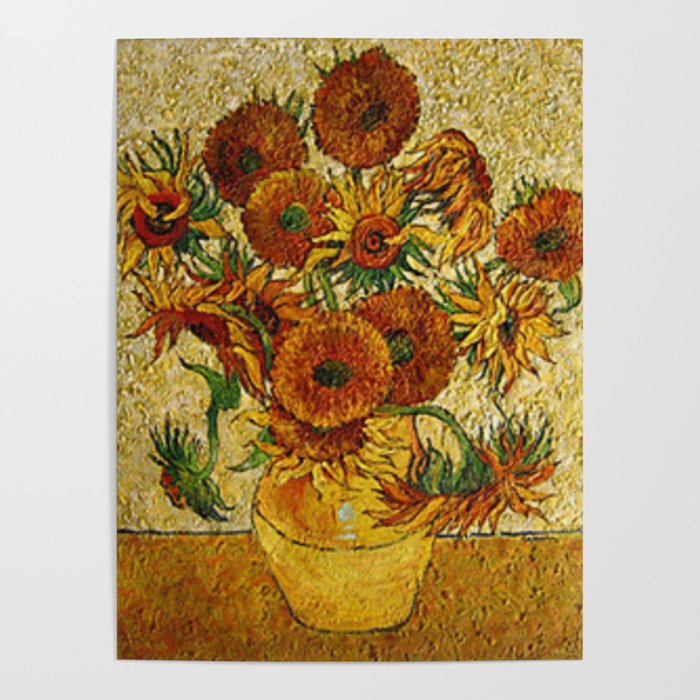 Gold Irises and Sunflowers by Vincent van Gogh Poster by Atlantic Coast