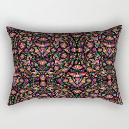 Colorful Mexican Pattern (Black Background) Rectangular Pillow