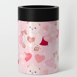 Valentine's Day Teddy Bear Pattern Can Cooler
