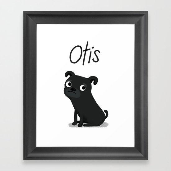 Custom "Otis" Pug Framed Art Print