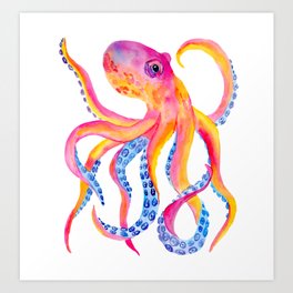 Watercolor Octopus - Ocean Animal Painting Art Print