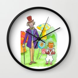 Pure Imagination: Willy Wonka & Oompa Loompa by Michael Richey White Wall Clock