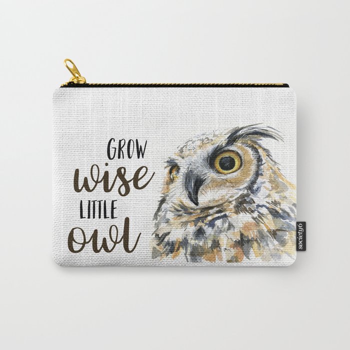 Grow Wise Little Owl Nursery Animals Art Great Horned Owl Carry-All Pouch