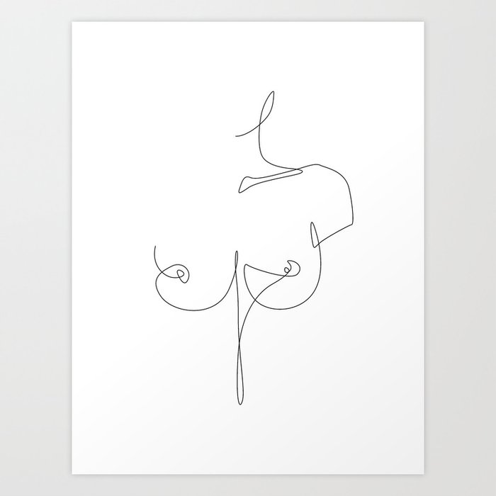 Boob Line / naked breast line drawing Art Print