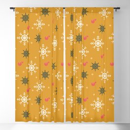 Christmas Pattern Yellow Retro Snowflake Blackout Curtain