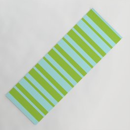 [ Thumbnail: Green and Turquoise Colored Stripes Pattern Yoga Mat ]