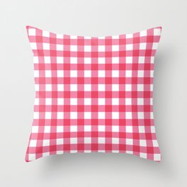 Pink & White Checked Coquette Core Cute Pattern Throw Pillow
