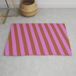[ Thumbnail: Orchid and Sienna Colored Stripes/Lines Pattern Rug ]