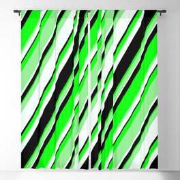[ Thumbnail: Lime, Light Green, Mint Cream & Black Colored Pattern of Stripes Blackout Curtain ]