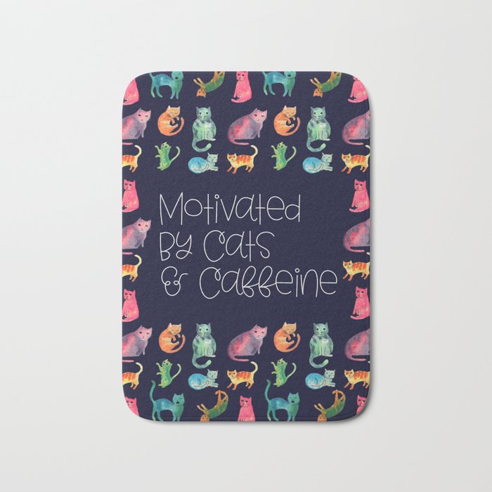 Motivated by Cats and Caffeine Bath Mat