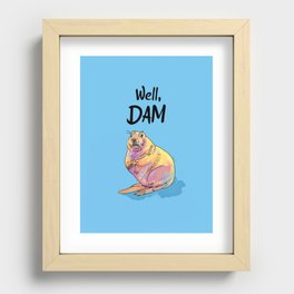 Well, Dam - Animal Pun Illustration Recessed Framed Print