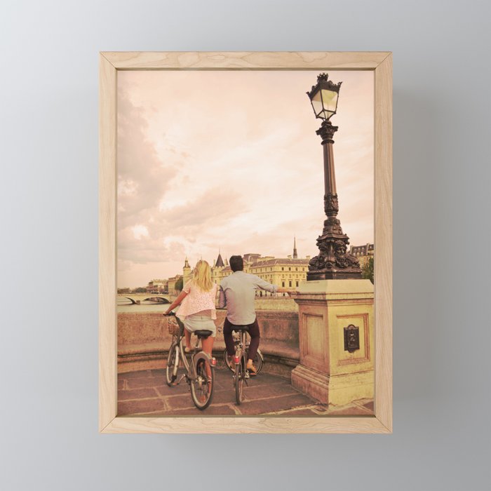 Romantic Sunset Scene in Paris Framed Mini Art Print