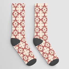 Floral vintage ornament pattern in red Socks
