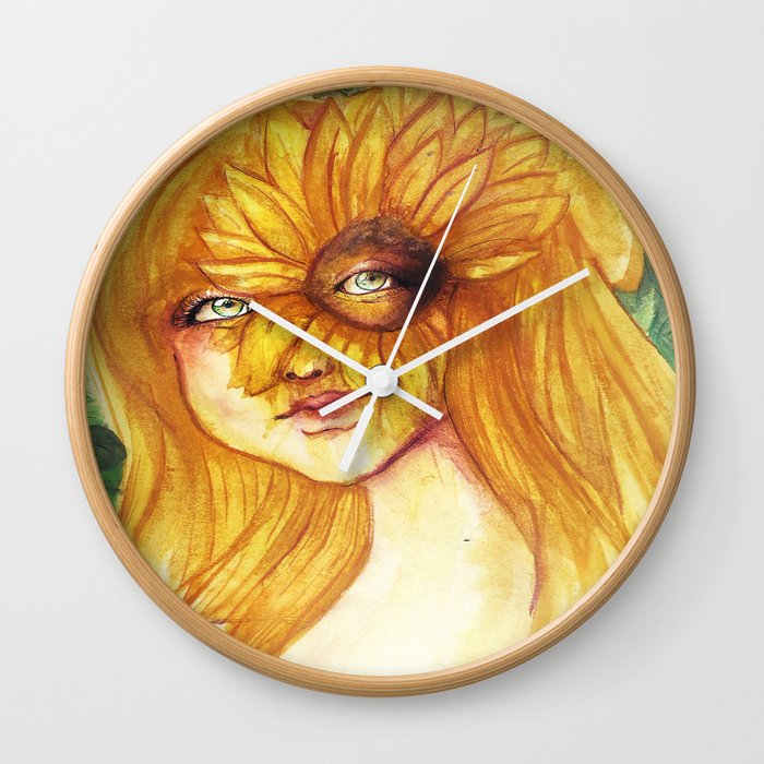 Sunflower Eyelashes Wall Clock
