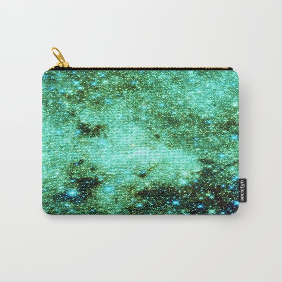 GaLAXY Sparkle Stars : Emerald Green Blue Carry-All Pouch