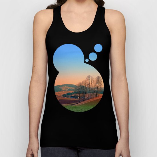 Trees, panorama and sunset | landscape photography Unisex Tank Top