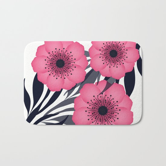 Pink flowers. Bath Mat