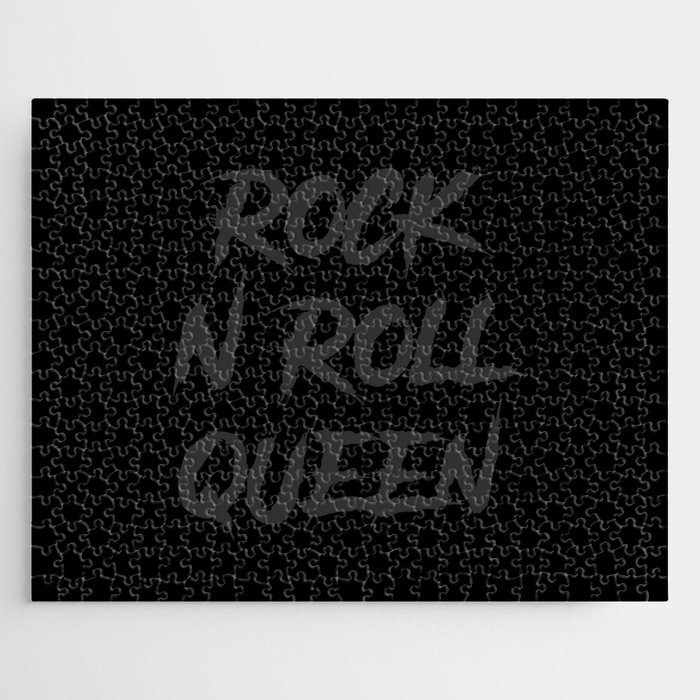 Rock and Roll Queen Typography Black Jigsaw Puzzle