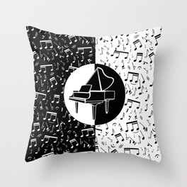 Contemporary piano and musical notes Throw Pillow