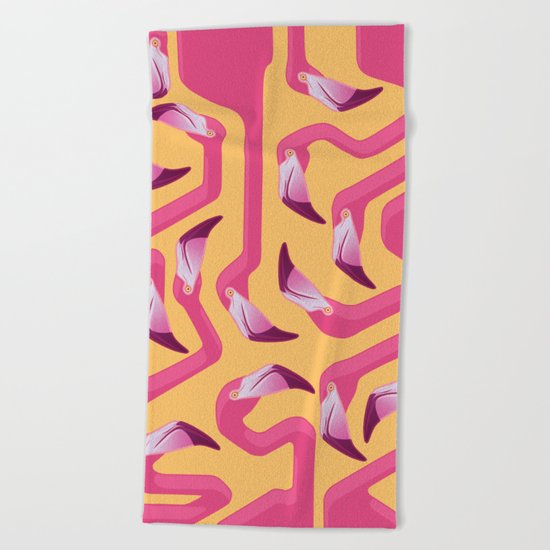 Flamingo Maze Beach Towel
