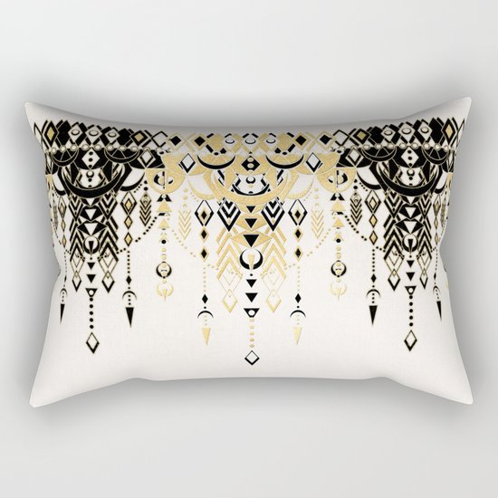 Modern Deco in Black and Cream Rectangular Pillow